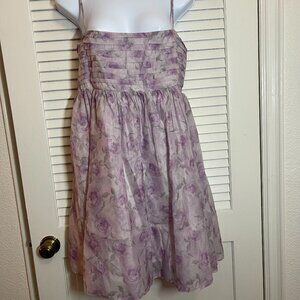 Mi Ami for Francesca's Lavender Floral Pleated Mini Dress NWT Size L